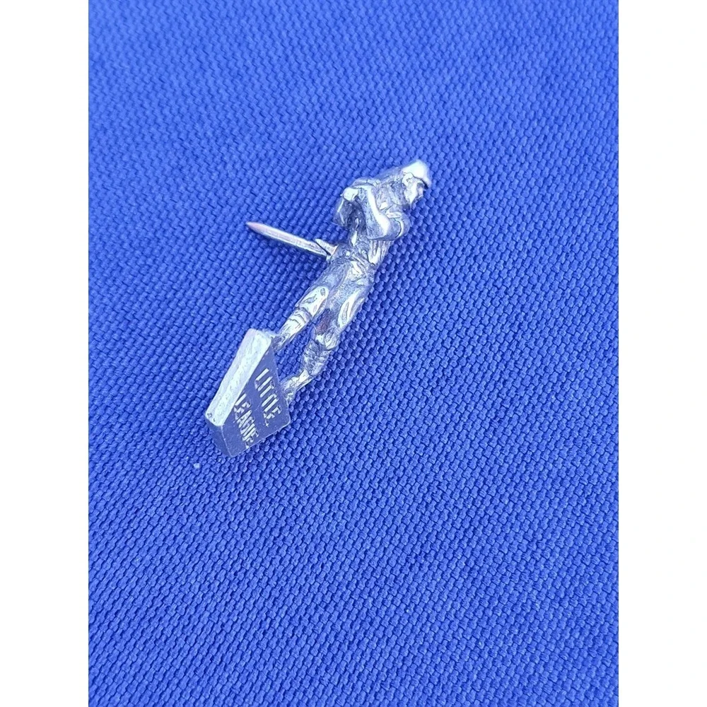vintage little league baseball lapel‎ pin hat tie tack silver tone